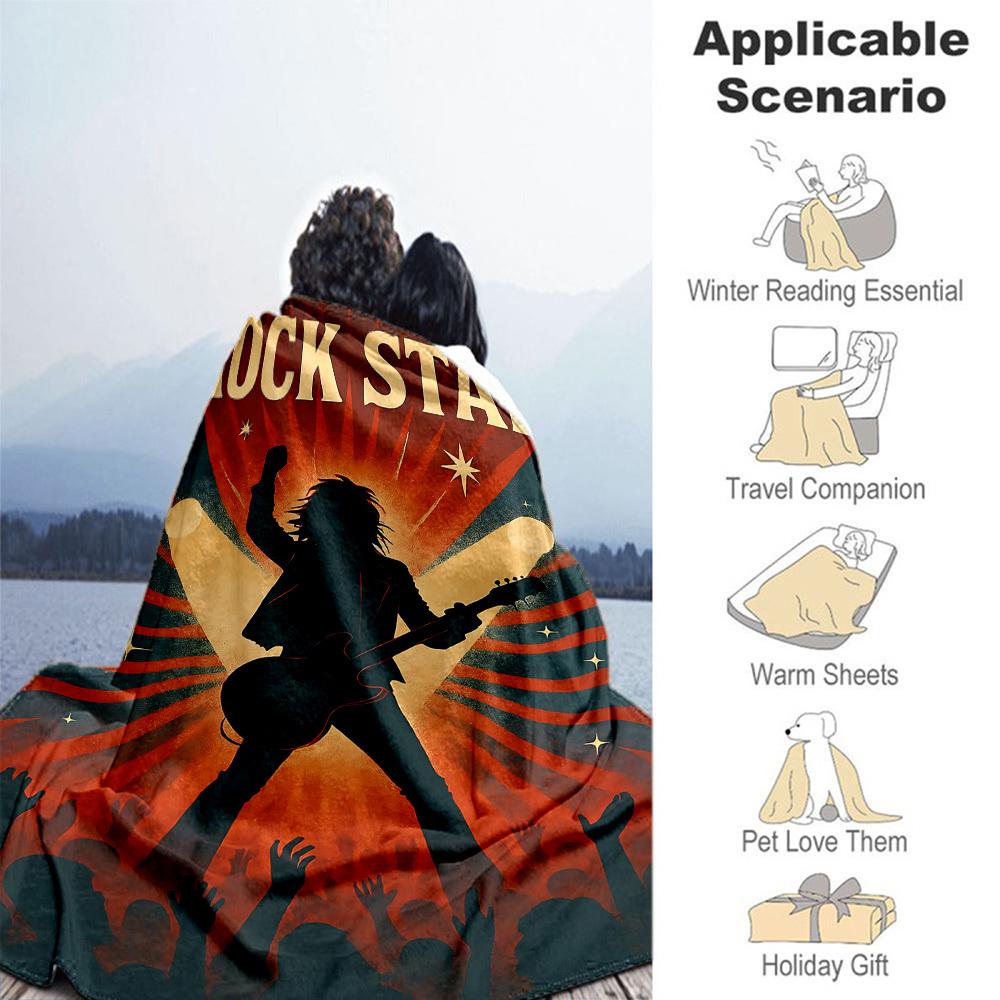 1pc Rock Star Outdoor Blanket Lightweight Flannel, All-Season Use for Sofa, Bed, Travel, Camping, Living Room, Office, Couch008