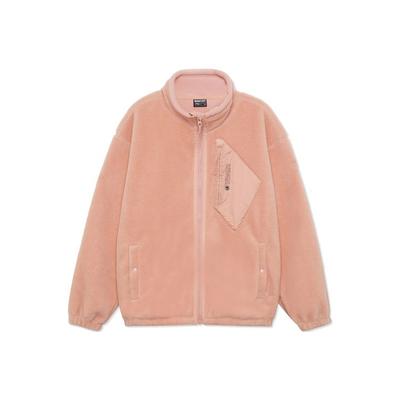 Li-Ning Jaqueta de Tricô Larga de Lã Sherpa Quente da Série de Basquete Badfive Sports com Gola de Lã Unissex Outerwear Rosa-Névoa AFDR729-2