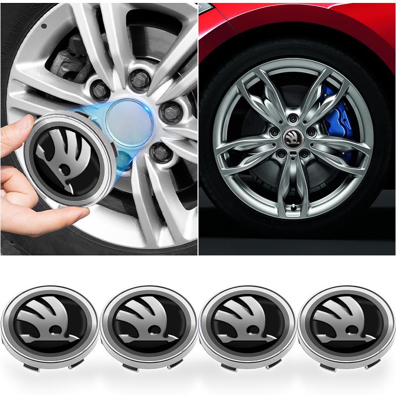4ks 60MM Krytka středu kola automobilu Příslušenství pro Škoda Octavia Superb Rapid Kodiaq Karoq Fabia Kamiq Roomster Citigo