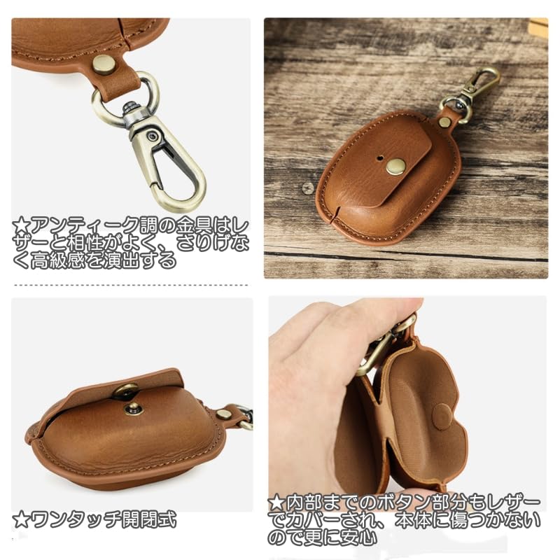 HYUNGJ Genuine Leather Case for Sony Headphones Leather Genuine Protective Lightweight WF-1000XM5 - Cover, Simple, Stylish, Business-Oriented,