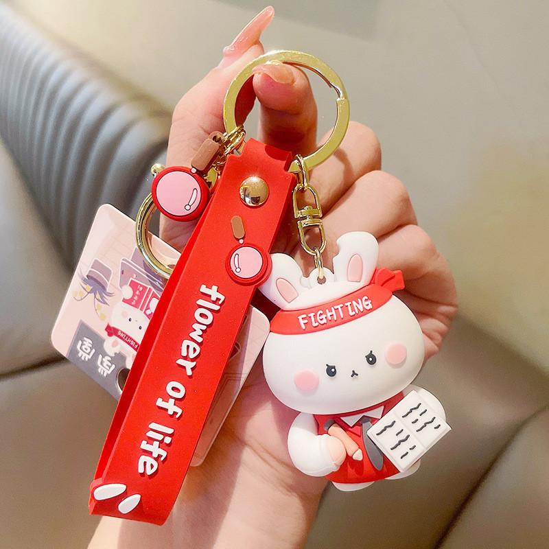 Cute Bunny Keychain Resin Material Fashionable Bag Accessory For Couples