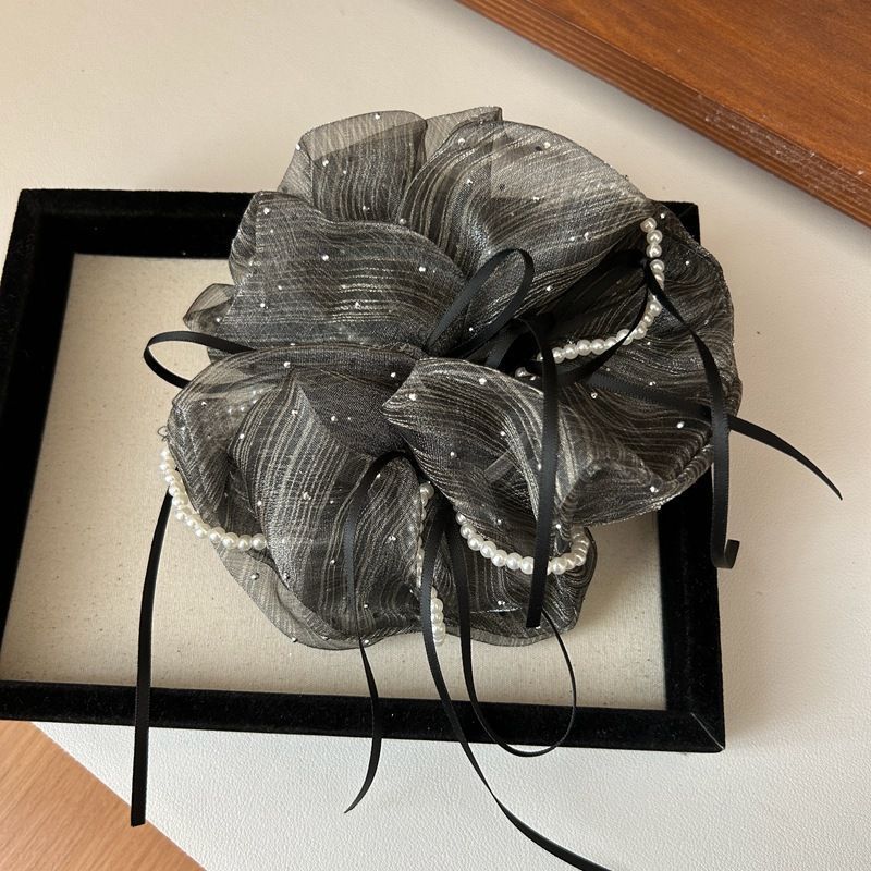 

Французская эластичная пряжа Горячий бриллиант Полосатый бант Большая кишка Резинка для волос Лента с жемчугом Темперамент Повязка на голову Цветок для головы Кольцо для большой кишки