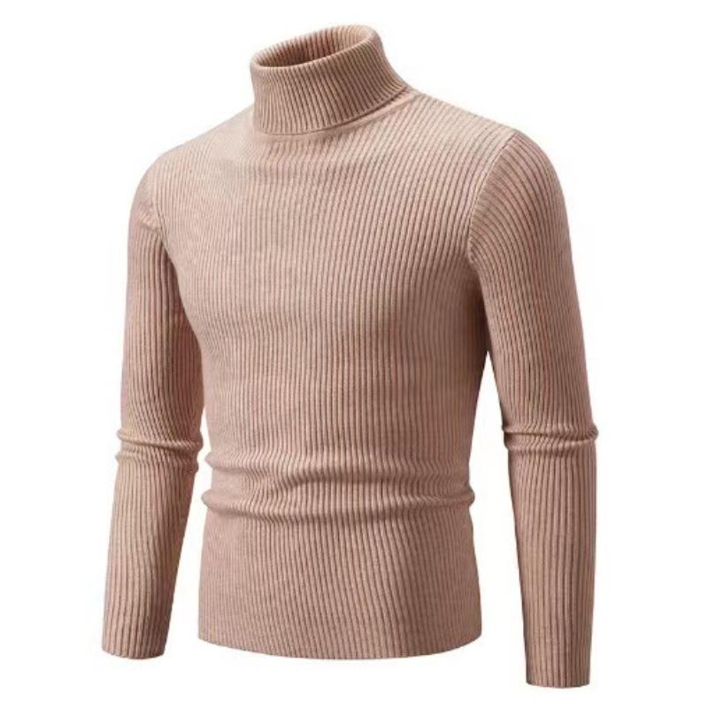 Men's High Neck Sweater Pullover Knitted Warm Casual Men Clothing Knitted Sweater Men