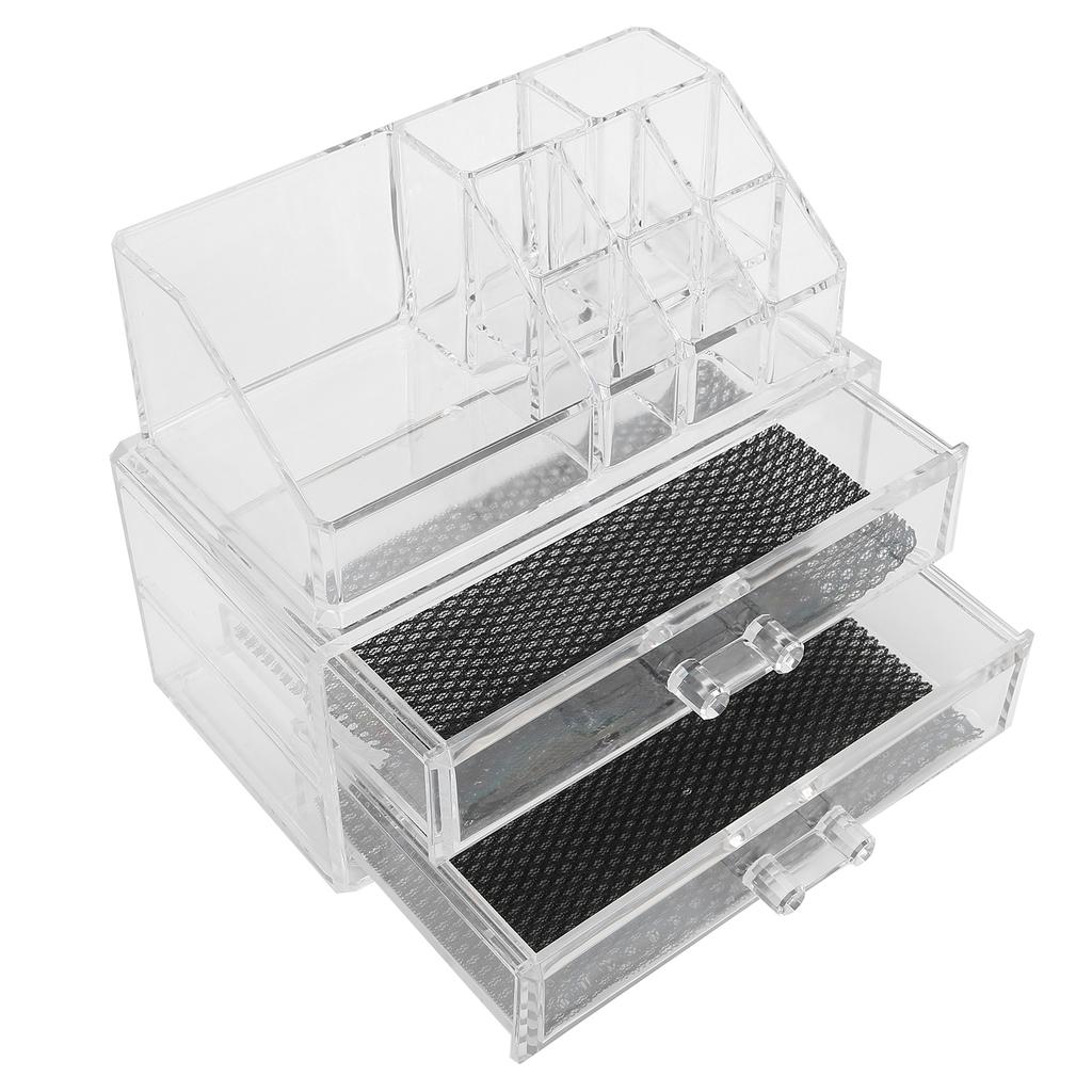 Transparent Makeup Storage Box Set TwoTier Box Jewelry Lipstick Organizer Display Holder