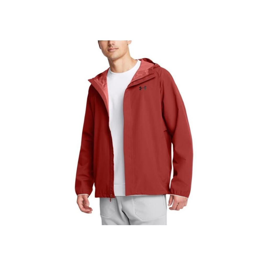 Under Armour Stormproof Cloudstrike Solid Color Hooded Stretch Jacket Men Jacket Terracotta-Red 1376066-840