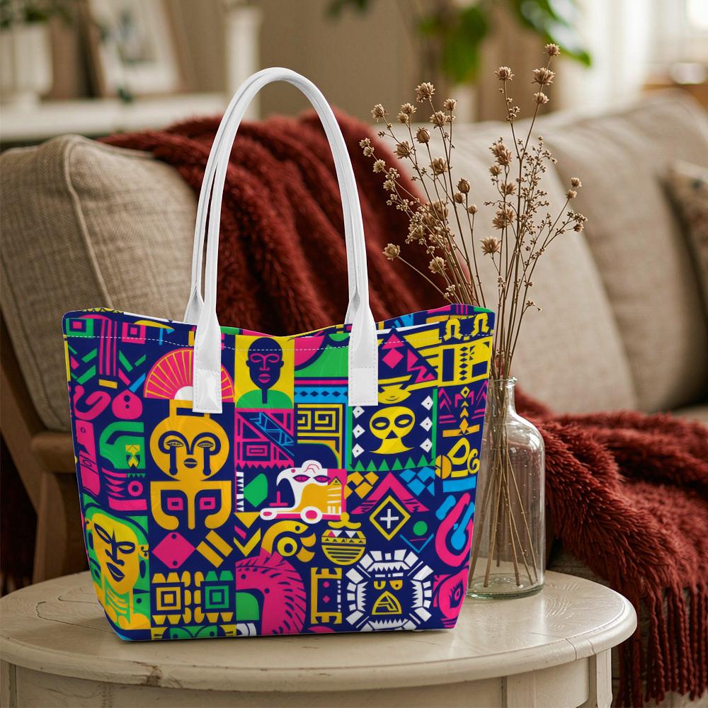 African Pattern Casual Shoulder Tote Large Daily Handbag