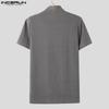 INCERUN Men Mockneck Short Sleeve Solid Color Casual Fittd T-shirts Tops