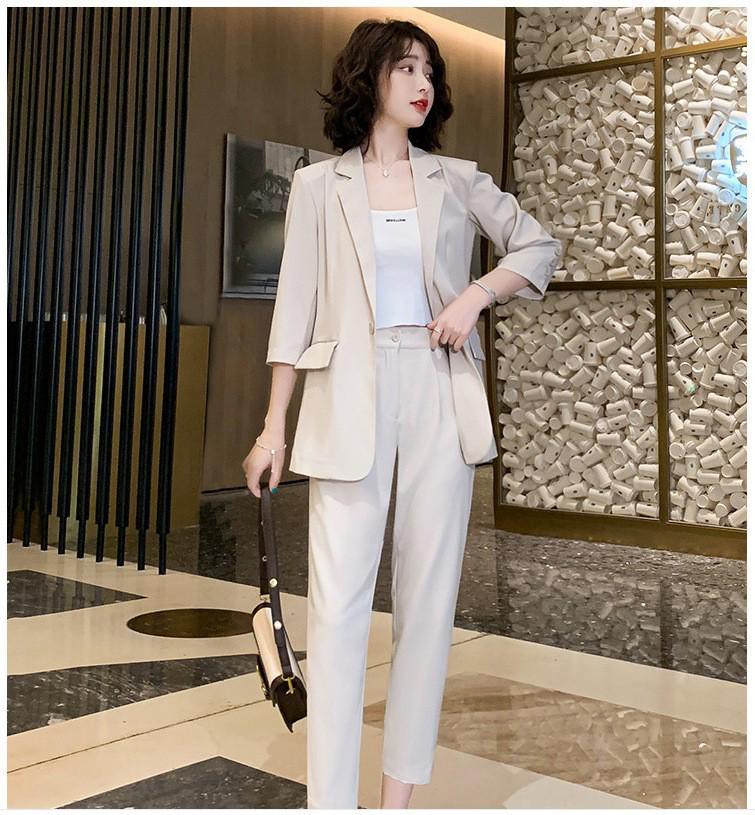 

Женский летний блейзер большого размера - Новый модный профессиональный и повседневный костюм 3XL грязно-белый