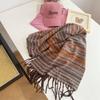 New Winter Imitation Cashmere Scarf for Women Versatile Korean Style Striped Thickened Scarf To Keep Warm In Air Conditioned Rooms