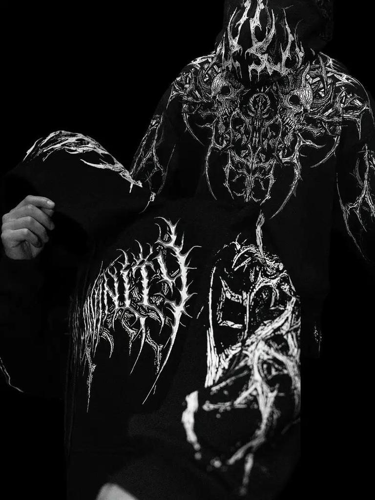 Breathedivinity Herbst Herren Kapuzenjacke mit Print in Übergröße