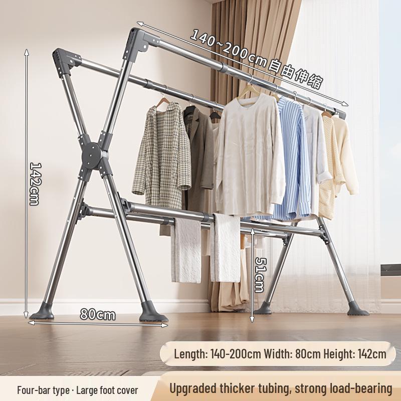Sturdy Stainless Steel Clothes Drying Rack with Single Rod for Indoors and Outdoors