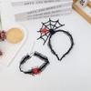 Ruffles Halloween Headband Black Spider Web Hairband Creative Hairband Necklace Set  Party