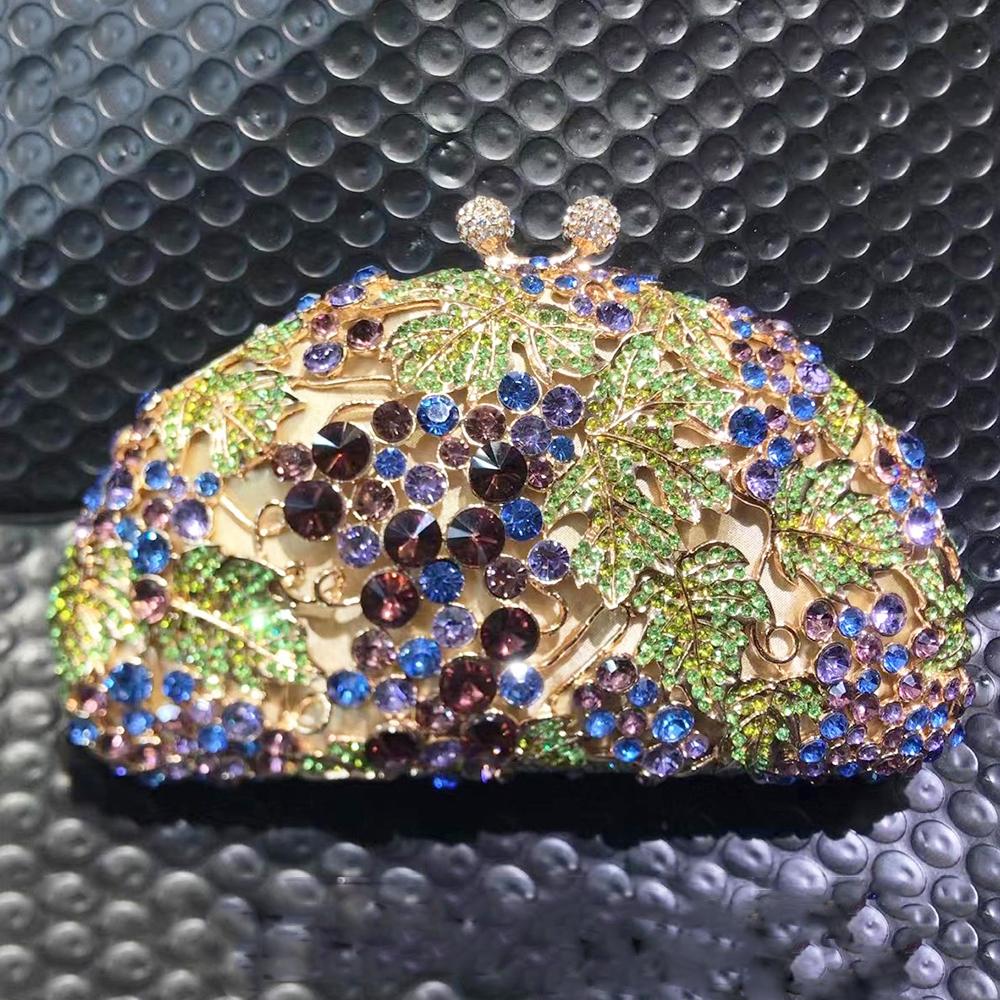 

WHTUOHENG Luxury Grapes Women s Evening Clutch Purse Rhinestone Bags Design Diamond Bridal Handbag For Prom Wedding Party Purse 18cmX10cmX4cm
