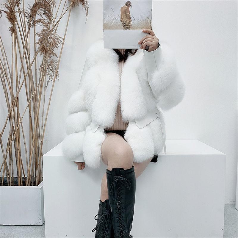 Fashion Sheepskin Coat Genuine Womens Fox Fur Winter