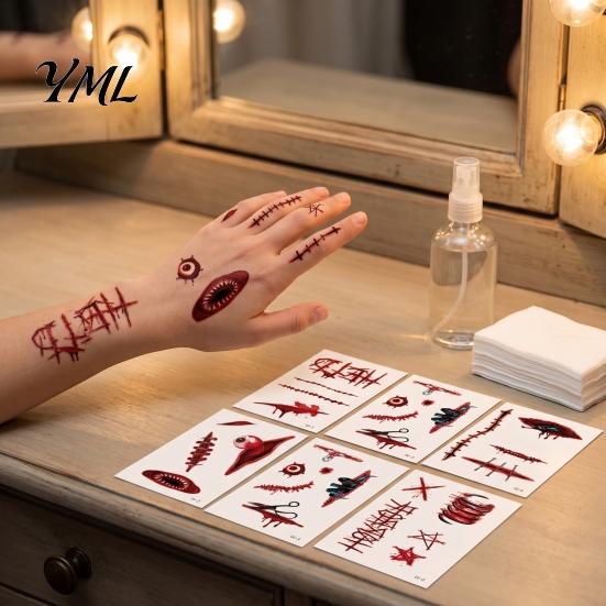 Realistische Narben-Wund-Aufkleber 30 Stück Halloween Tattoo Aufkleber, Fake für Make-up Zubehör Gesicht Körper, Wasserdicht Party Make-up, Einfach Anbringen Entfernen
