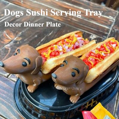 1PC Funny Hot Dogs Sushi Serving Tray Cute Shape Sandwich Dog Meal Plate Dachshund Dinner Plate Dinnerplate for Home Decor