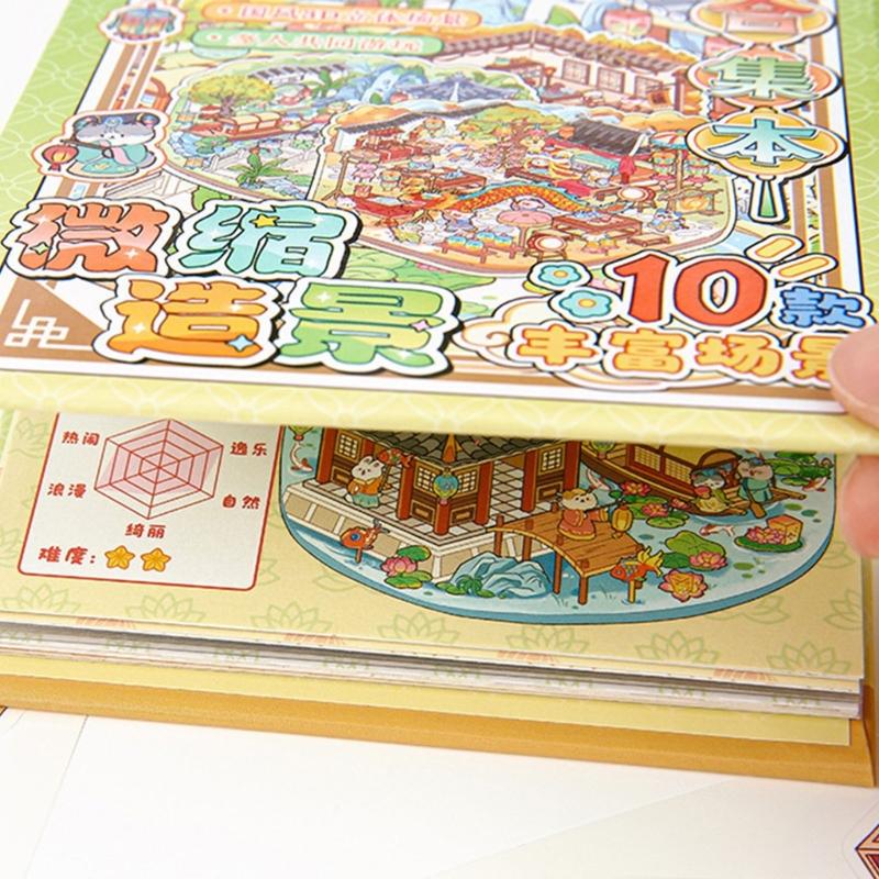 DIY Decorative Sticker Chinoiserie Theme Landscape Sticker Book Scene Sticker Journal Supplies Gift for Kid Child