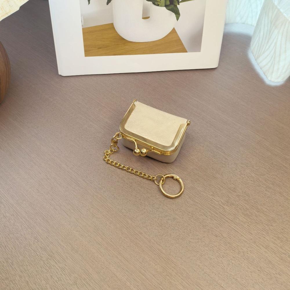 New Leather Coin Purse Solid Color Square Small Trinket Storage Multifunctional Kiss Lock Wallet Rings Necklaces Earrings