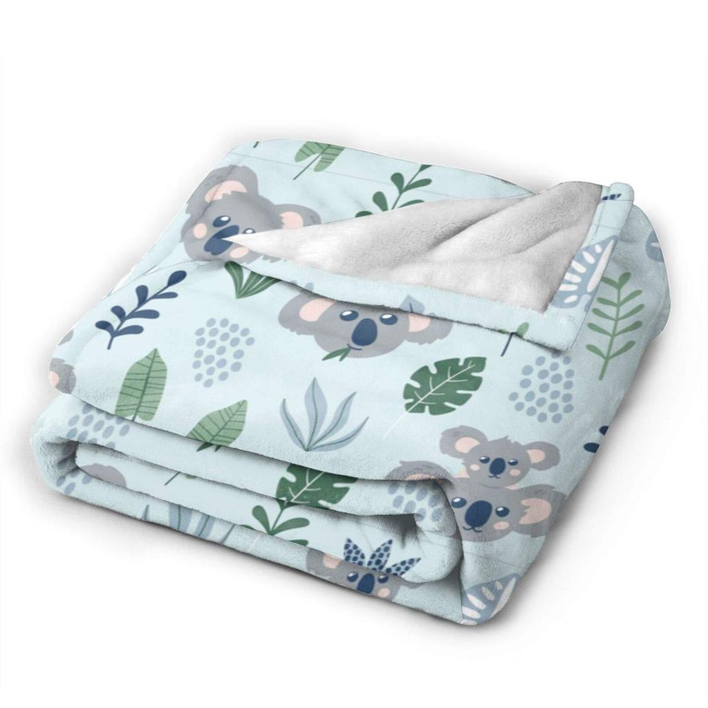 Cute Koala Animal Pattern Blanket Soft Flannel Comfortable Lightweight Suitable for Children Sofa Bedroom Living Room