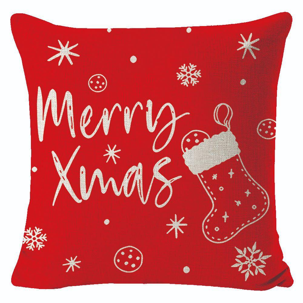New Christmas Linen Pillow Cover Simple Sofa Pillow Home Printed Cushion Cover