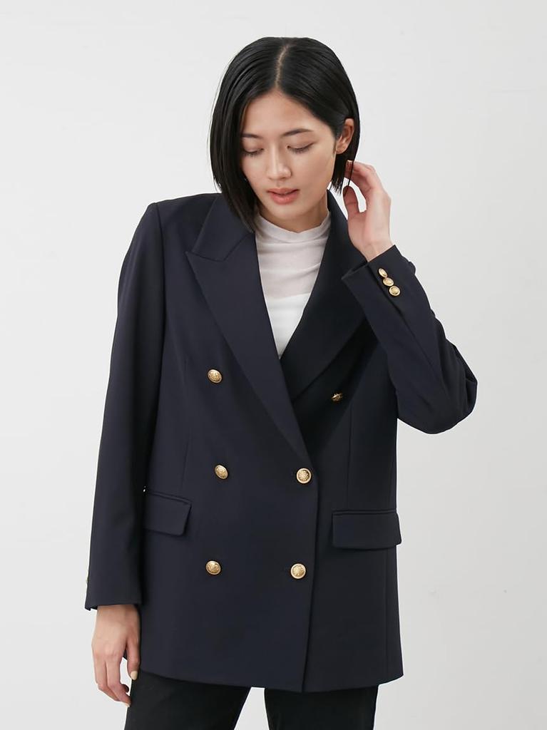 Mira Owen Gold Button Long Blazer 09WFJ254139 Women's Double-Breasted