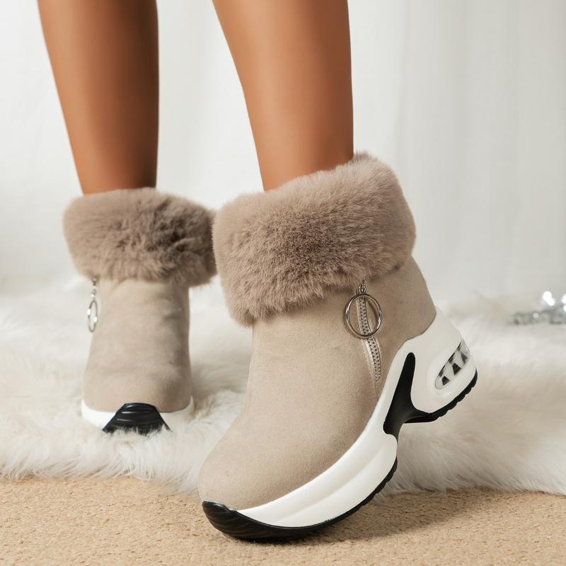 Winter New Ladies' Warm Sports Shoes Women's Casual Lining Plush Warm Side Zipper Thick-soled Fashion Ladies Ankle Boots