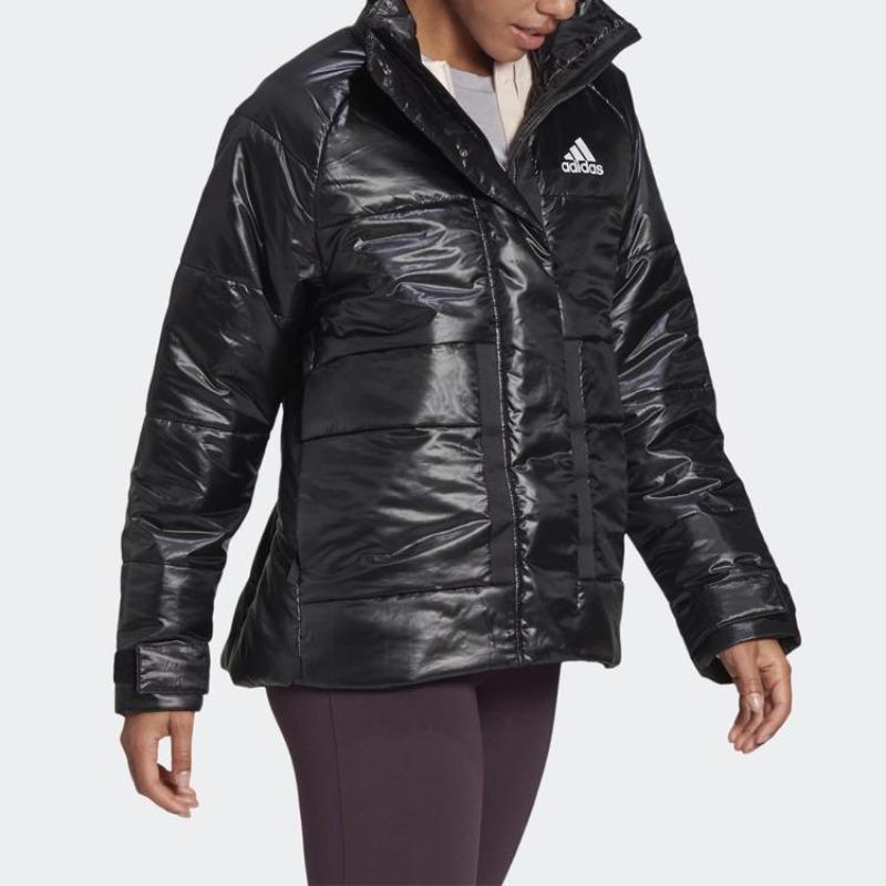 adidas Lockere Winddichte Warme Sport-Baumwolljacke mit Stehkragen für Damen Jacken Schwarz FT2549