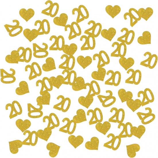 INNORU Number 20 Confetti Gold Glitter, Happy 20th Birthday Table Confetti, Twenty Years Paper Scatter, 20th Anniversary Cheers To 20 Years Party