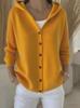 Women's Solid Color Hooded Knit Cardigan - Single-breasted, Long Sleeve, Elegant Commuter Style (2026 Edition)