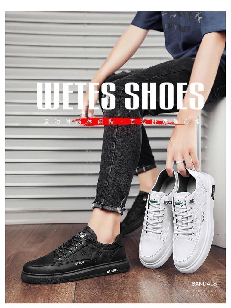 2025 Men's Summer Fashion Casual Non-Slip Leather Skate Shoes - Versatile and Wear-Resistant