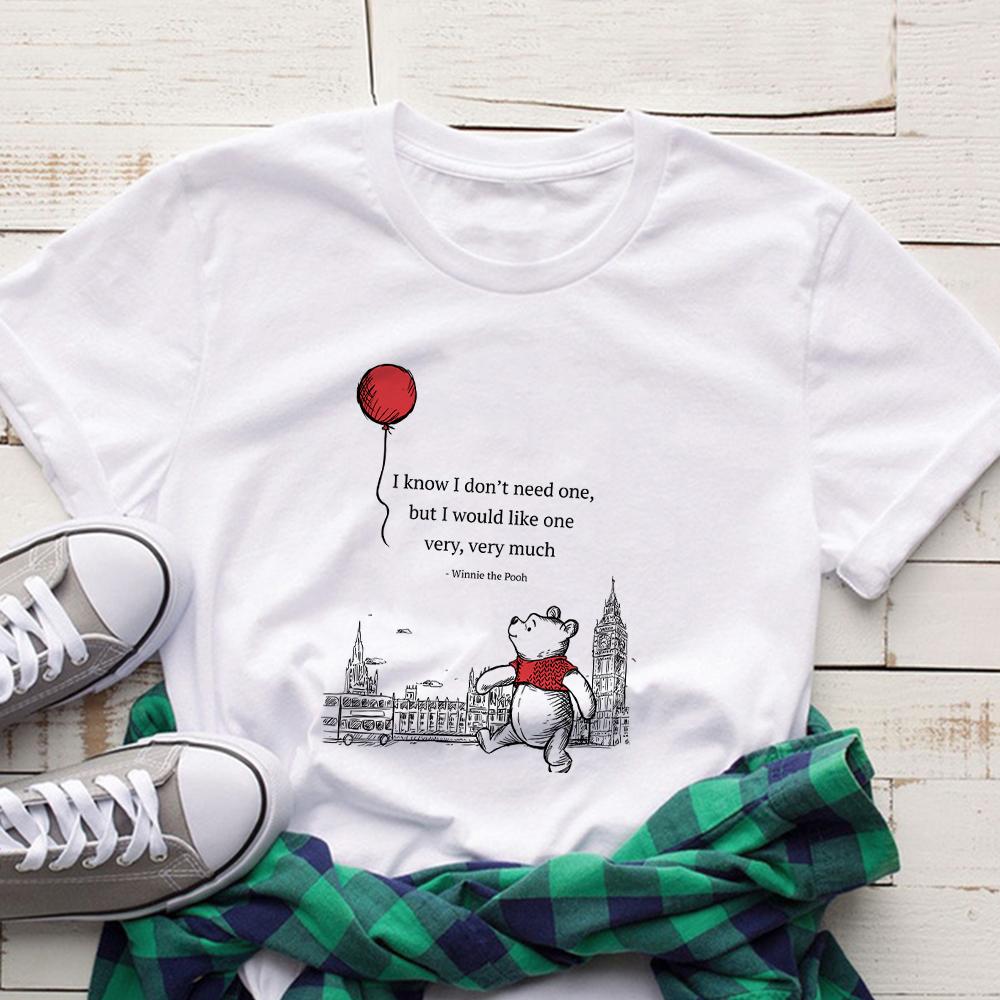 Disney Winnie The Pooh T-Shirt Cartoon Graphic T Shirts Women's Short Sleeve Summer Casual Tops T-shirt Aesthetic Harajuku Tees