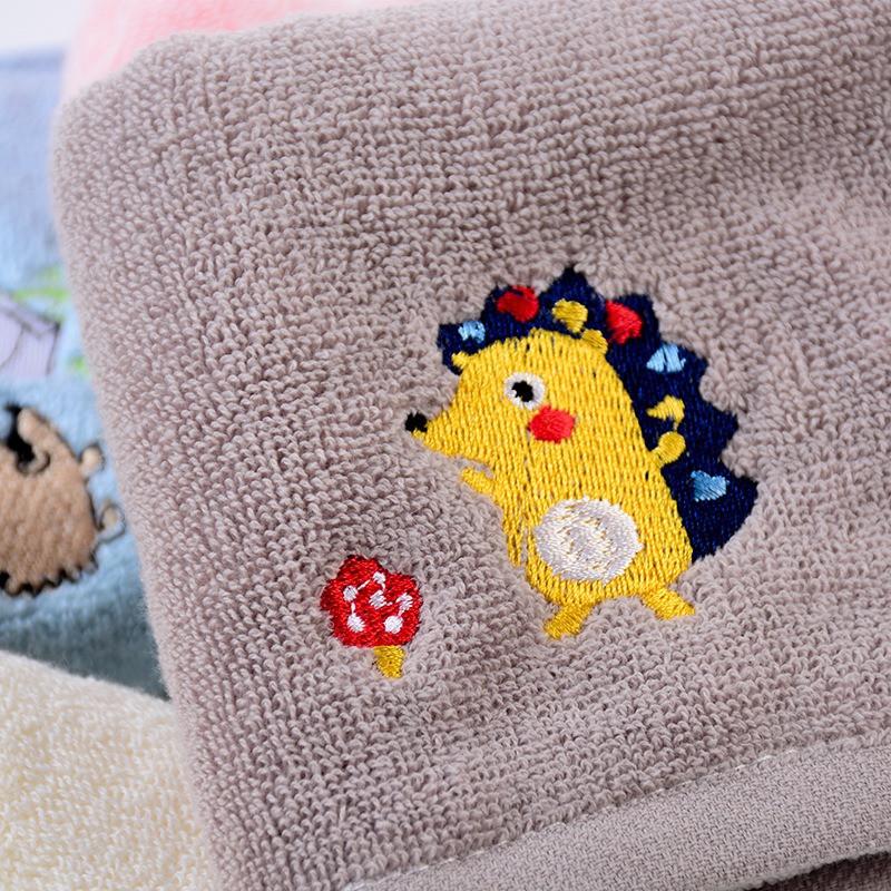 1Pc 25x50cm Cartoon Hedgehog Embroidery Cotton Soft Absorbent Children Baby Bathroom Hand Face Towel