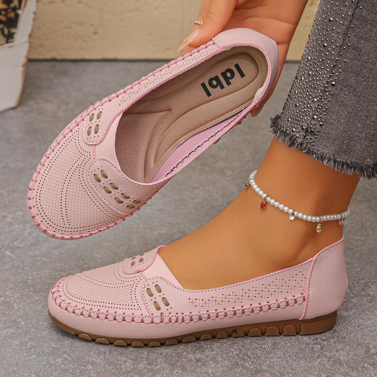 Женские Весенне-Летние Полые Дышащие Лоферы, Мягкая Подошва 36 розовый