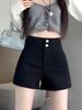 Women's High-Waist Black Suit Shorts - Summer 2024 A-Line Slimming Style