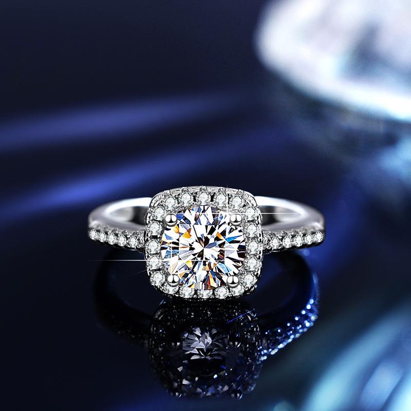 925 Sterling Silver Moissanite Square Ring - 1 Carat Bestseller with GRA Certificate