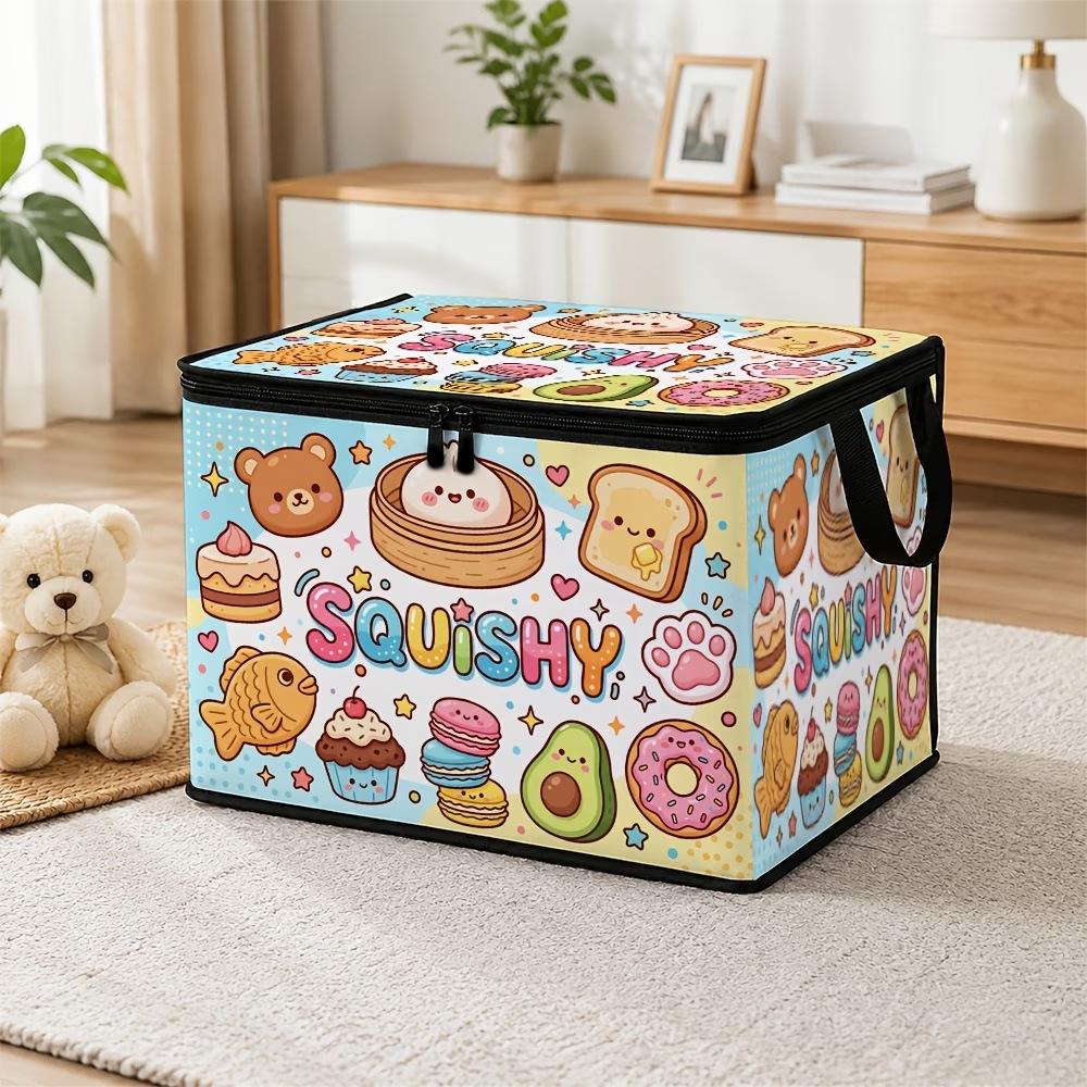 Scatola portaoggetti per giocattoli a forma di cartone animato con coperchio Cubo organizer in tessuto pieghevole Cesto per giocattoli sensoriali Fidget per la stanza dei bambini Organizzatore Gestione