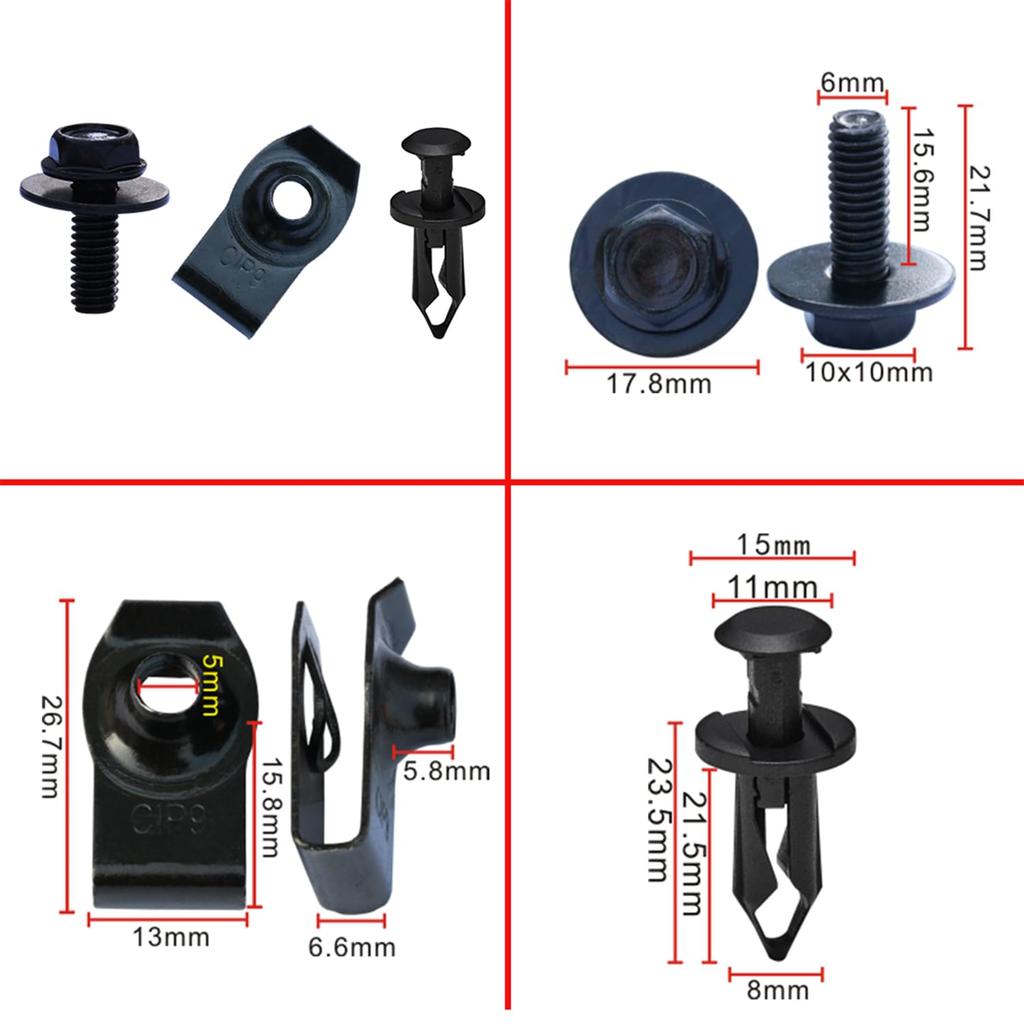 35PCS Engine Under Cover Splash Shield Guard Body Bolts Screws, Bumper Fender Liner Push Retainer Fastener Rivet Clips, Bumper Clips Extruded U-Nuts