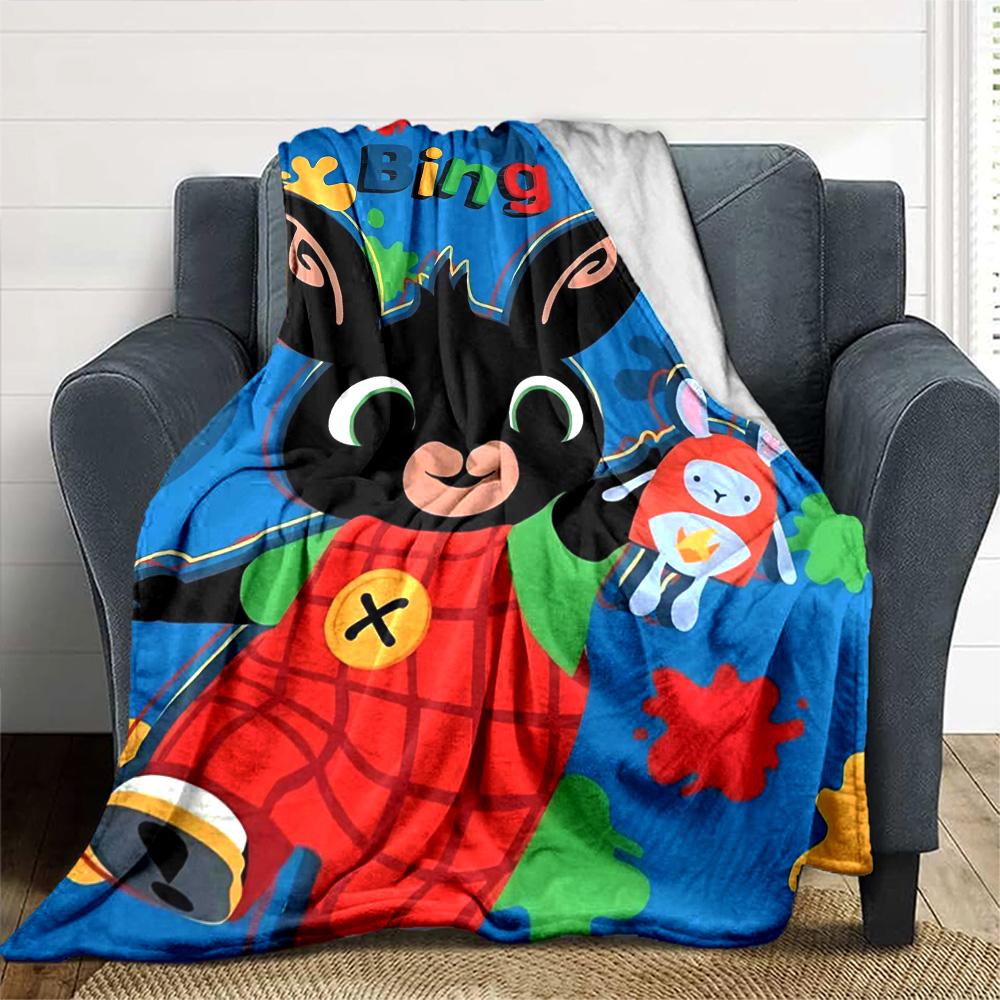 Bing Cartoon Print Flannel Blanket High Quality Warm Comfortable Cover for All Seasons Perfect for Gifts Home Decor