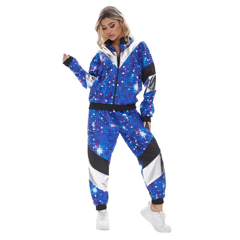 80s Retro Disco & Hip Hop Halloween Costume Set - Unisex Street Dance DJ Jacket & Pants