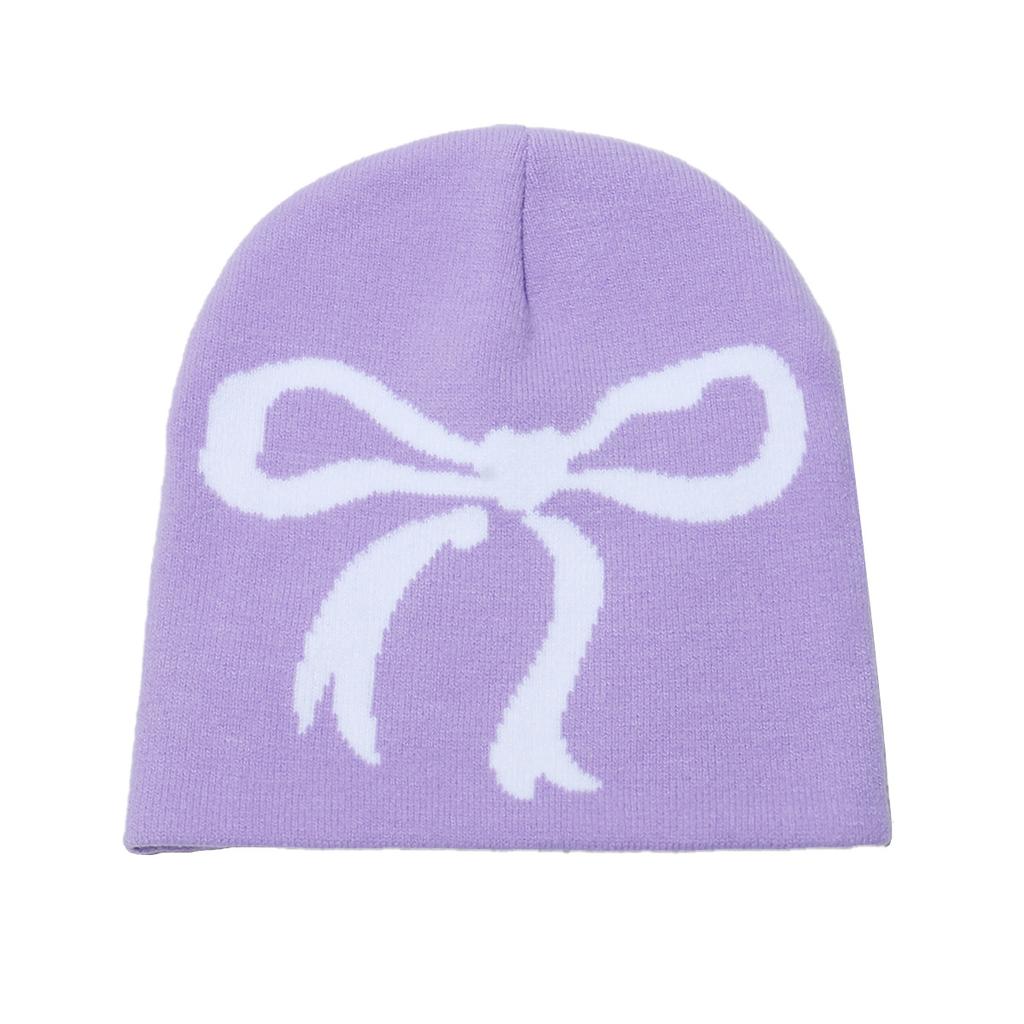 2025 New Trendy Brand Bow Knitted Hat Brimless Cap Casual Versatile Winter Hat Cold Hat Women