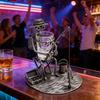 Suport pentru pahar de vin prieten la pescuit Aliaj lucrat manual Scenă cu pescar Suport pentru pahar de whiskey Accesorii bar rustice