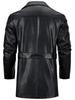 Men's Korean Style PU Leather Mid-Length Windbreaker Jacket