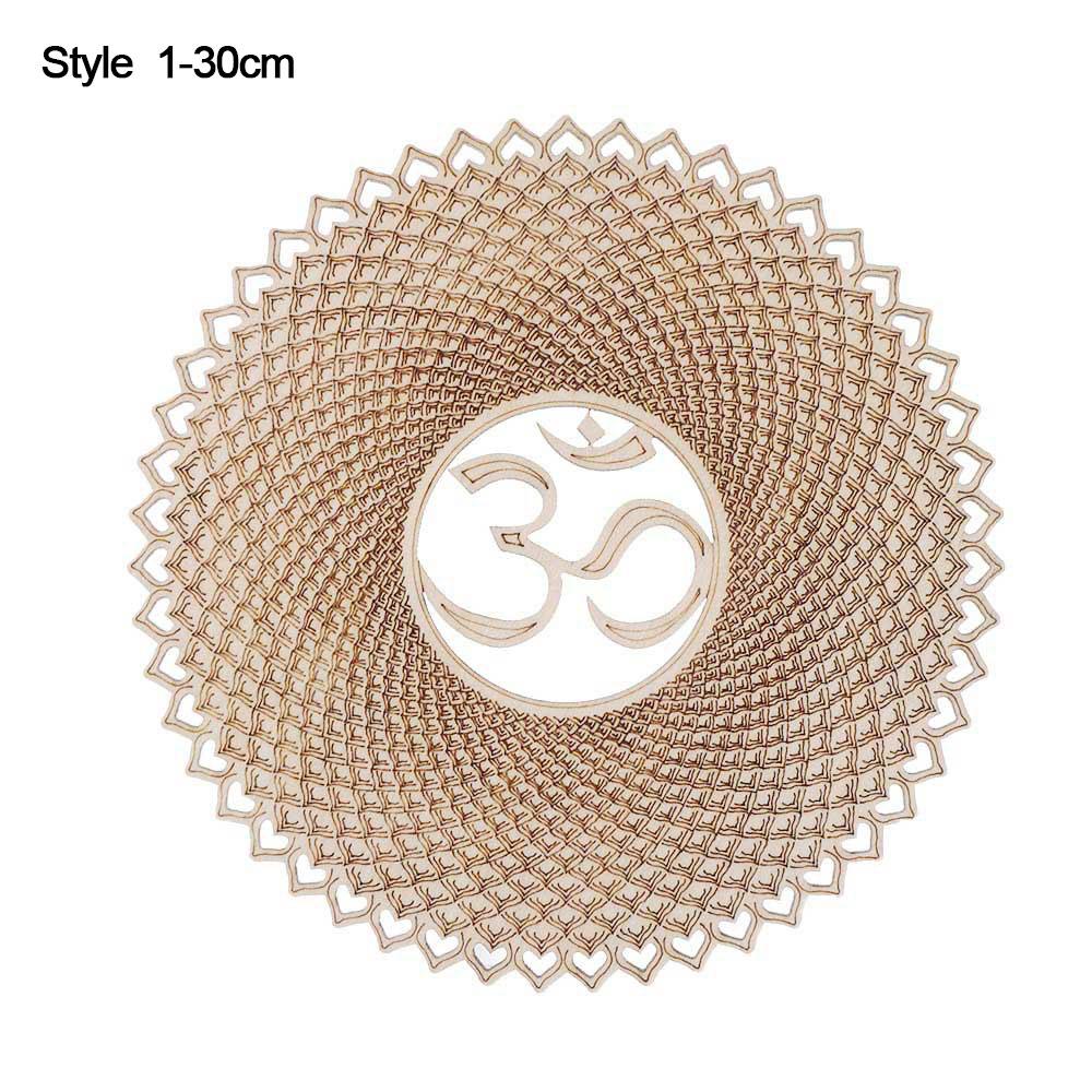 Symbole Naturel Bois Chakra Fleur de vie Tapis Énergétique Bord Arrondi Cercles Sculptés Sous-verre Pour Ensemble Pierre Cristal Décor Mural Cuisine