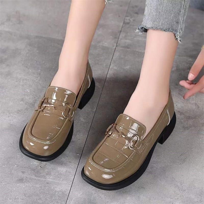 Soft leather thick-soled women's spring and autumn fashion small leather shoes, one pedal flat-soled non-slip women's single shoes
