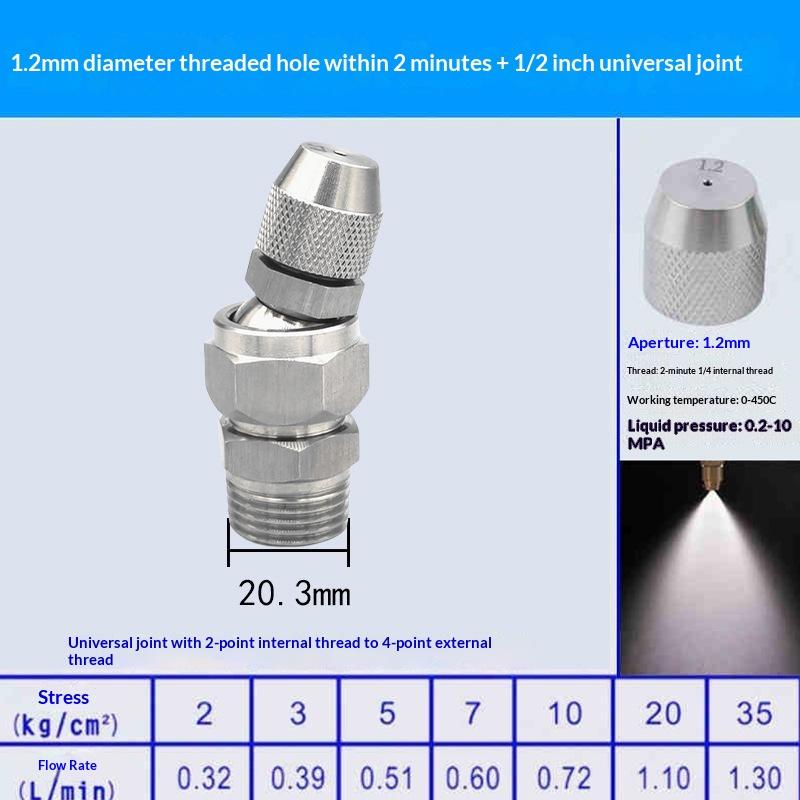 0.6 0.8 1.0 1.2 1.5 2.0Mm Hole Stainless Steel Nozzle Adjustable Steam Volume For Fog Cannon Machine 1/8' 1/4' 3/8' 1/2'