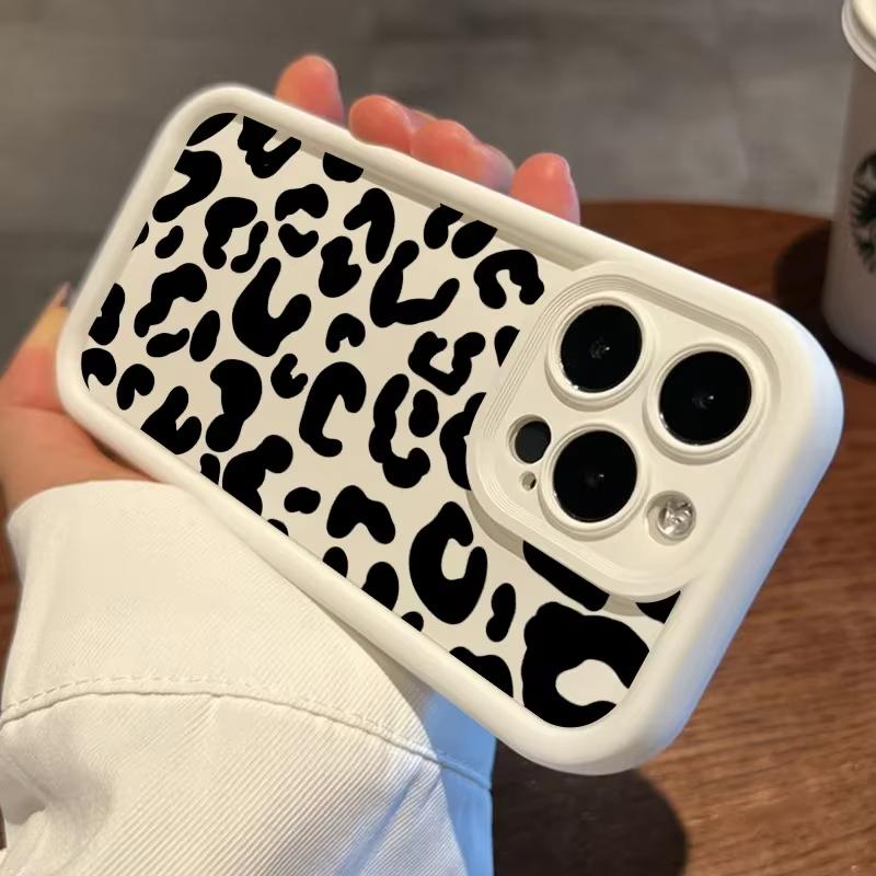 Black Leopard Print Pattern Phone Case For Samsung S25 S24 Ultra S23 Ultra S22 S21 S20 Plus Note 20 S24FE S23FE Silicone Cover