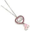 Crystal Heart and Roller Skate Necklace - BARBIE - One Size - Pink - Silver