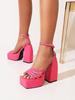 Bout carré 2024 nouvelle femme plate-forme sandales chaussures sabot talons haute plate-forme été Sexy élégant mode femme talons chaussures sandales