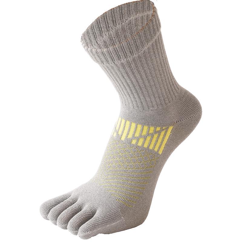 Autumn-Winter Five-Toe Sports Socks - Sweat-Absorbent, Breathable, Thick Pure Cotton, Anti-Odor, Mid-Calf Length