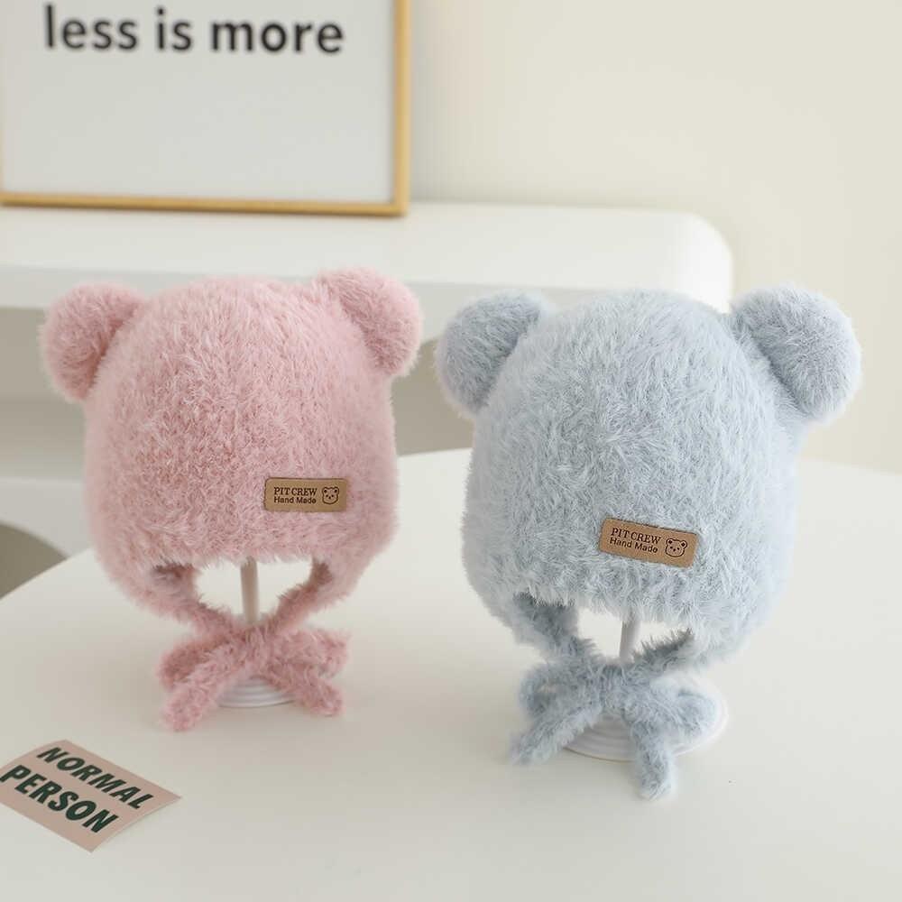 Plush Earmuffs Cap Solid Velvet Toddler Warm Headgear Cute Kids Beanies Winter